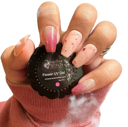 All dressed up and nowhere to grow- Pink Flower Gel Polish