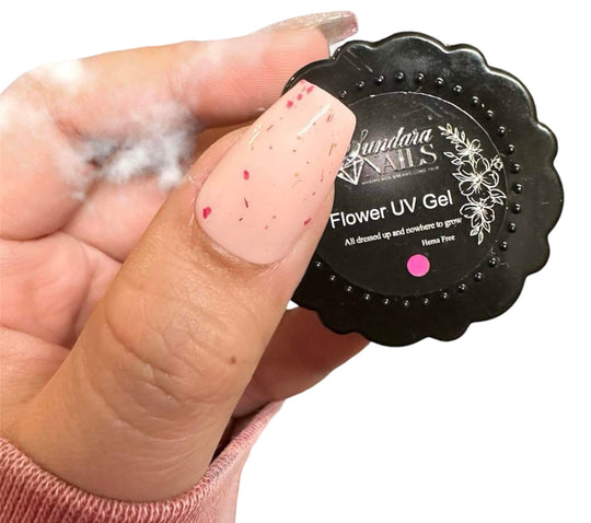 All dressed up and nowhere to grow- Pink Flower Gel Polish