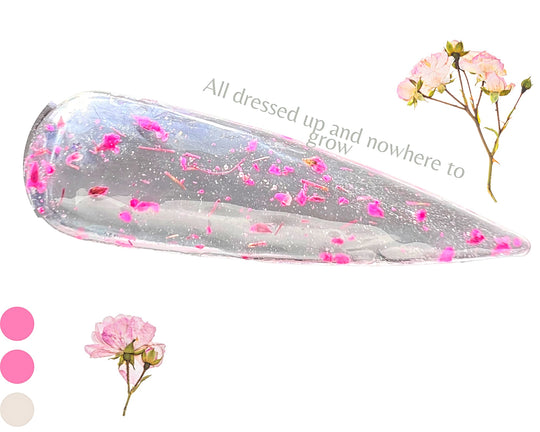 All dressed up and nowhere to grow- Pink Flower Gel Polish - Sundara Nails