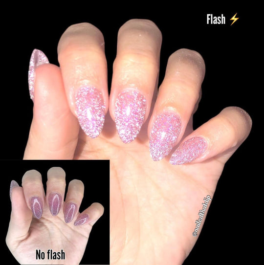 Stardust pink is a pink Reflective glitter