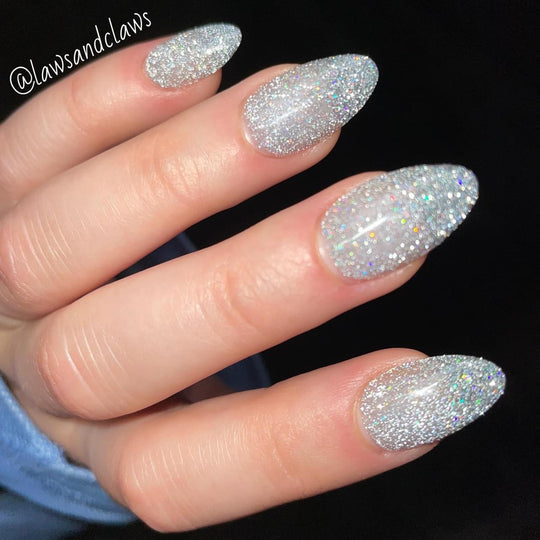 Goddess of light is a diamond glitter with a silver and holographic hue,