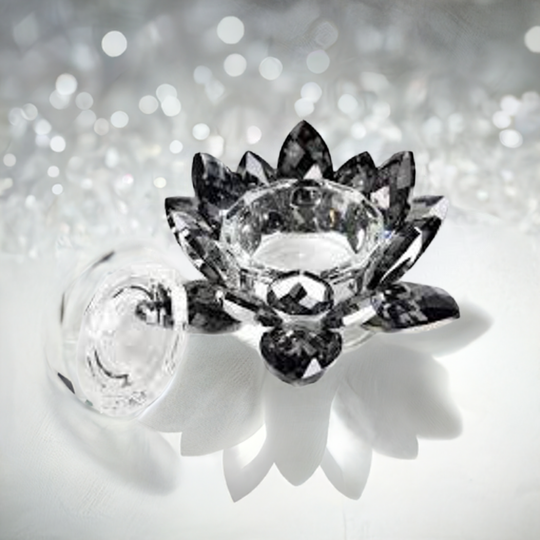 Crystal Lotus Flower Dappen Dish- Black - Sundara Nails