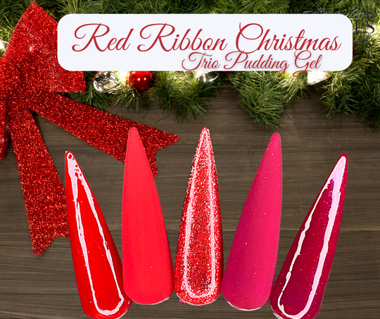 Red Ribbon Christmas (Pudding Gel Trio) - Sundara Nails