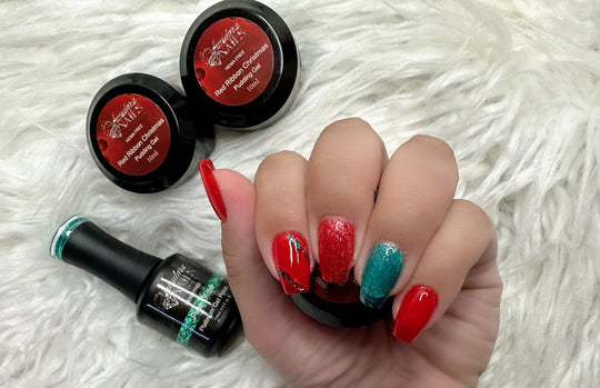 Red Ribbon Christmas (Pudding Gel Trio) - Sundara Nails