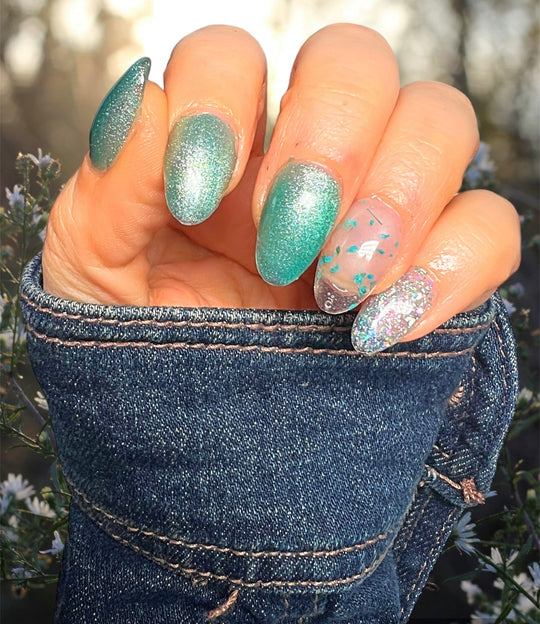 Once in Flora- Teal Flower Gel Polish - Sundara Nails