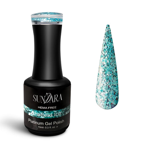 Shattered Ice- Platinum glitter gel polish