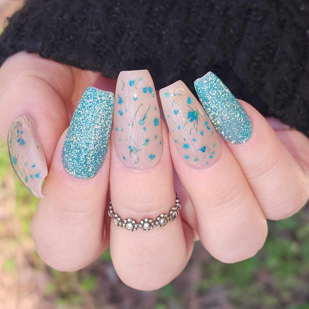Once in Flora- Teal Flower Gel Polish