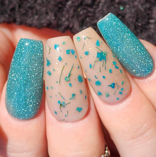 Once in Flora- Teal Flower Gel Polish