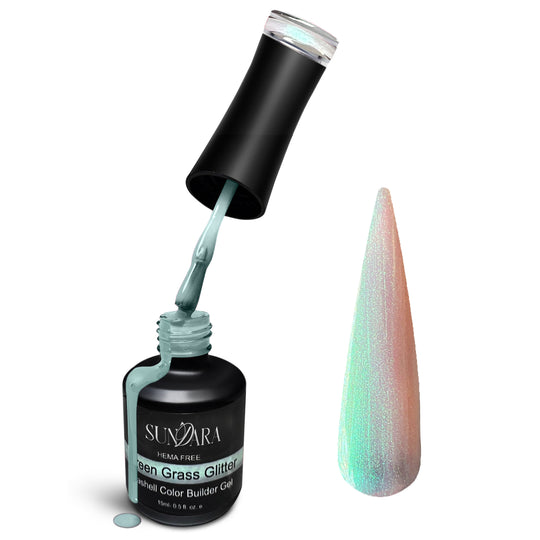Green Grass Glitter- Builder Gel