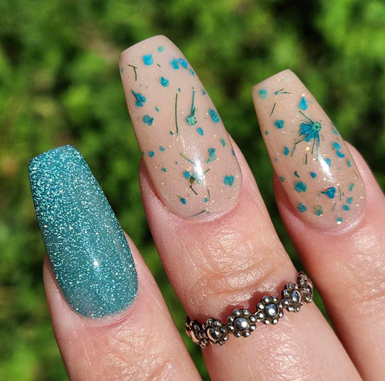 Once in Flora- Teal Flower Gel Polish