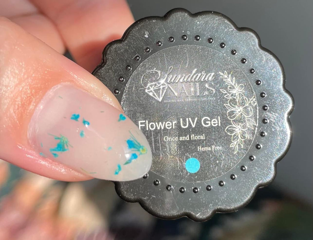 Once in Flora- Teal Flower Gel Polish - Sundara Nails