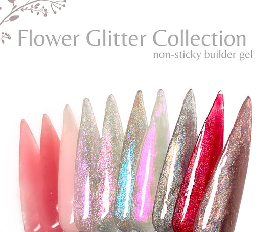 Flower Glitter Collection - Non Sticky 3D Builder Gel in a Pot - Sundara Nails