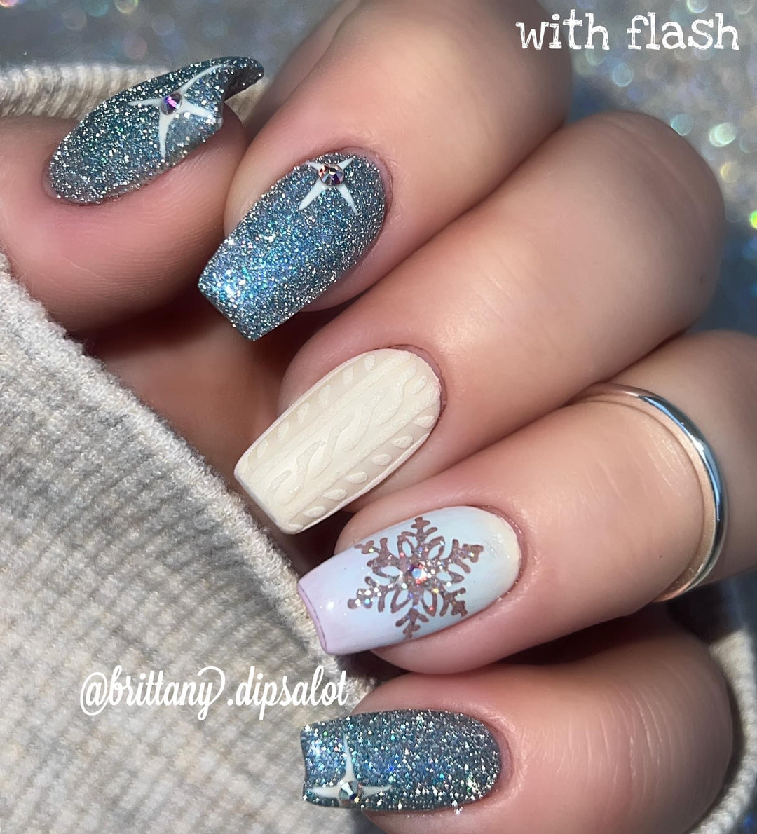 Jade blue is a reflective, glitter, blue gel polish