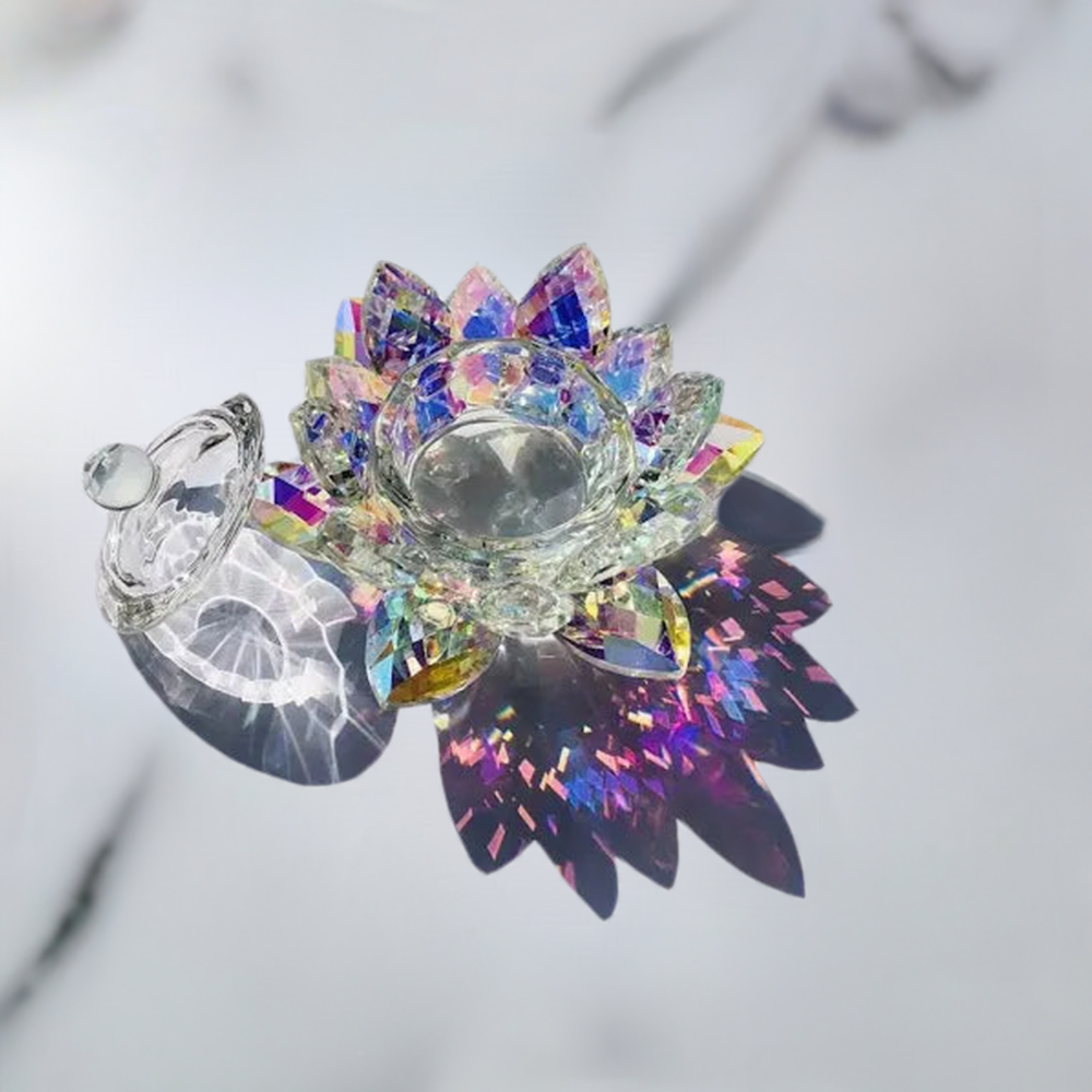 Crystal Lotus Flower Dappen Dish- Iridescent