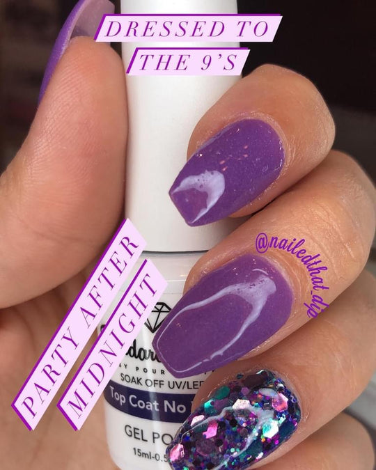 Dress to the nines as a purple dip powder