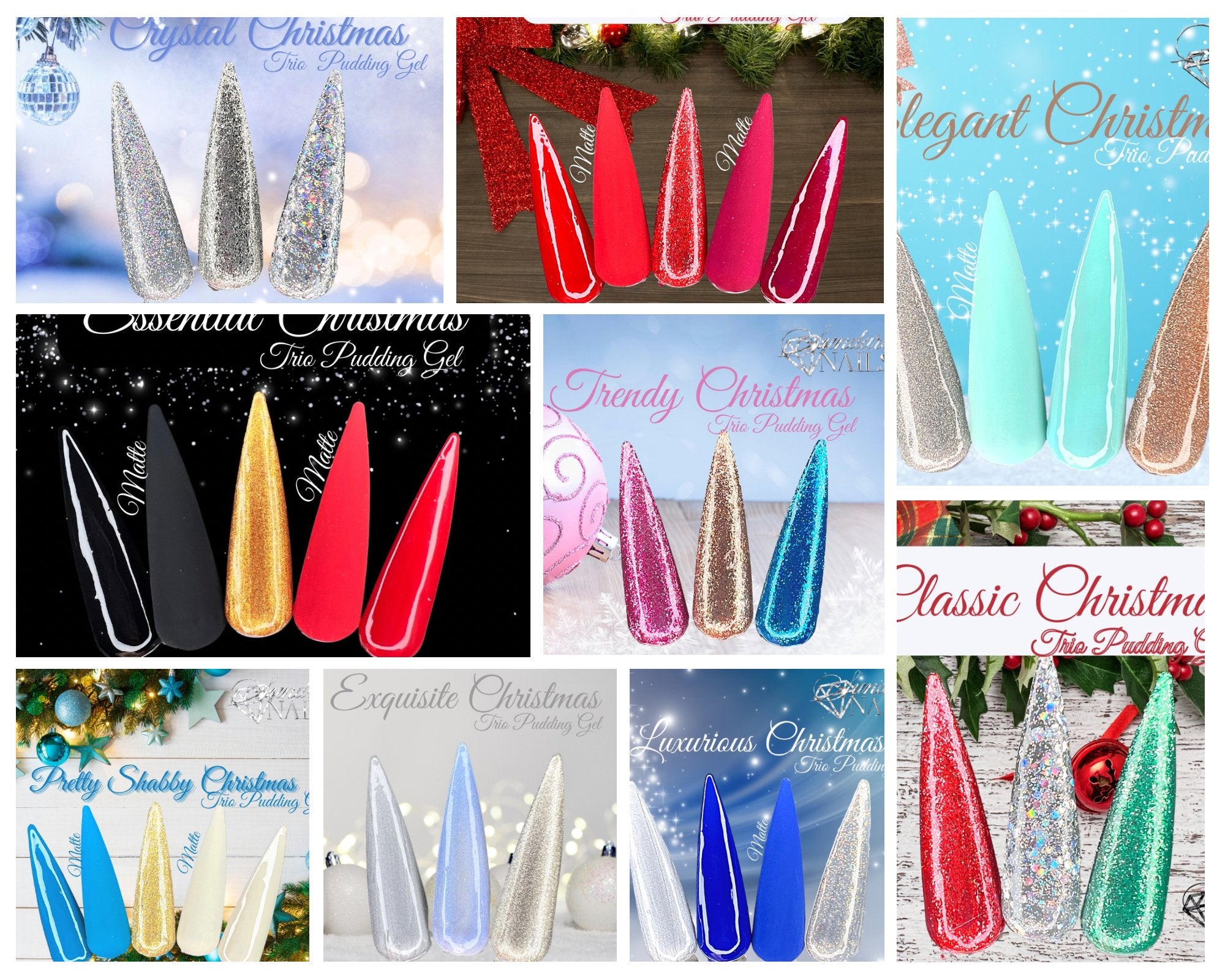 All 9 Christmas Pudding Gel Trio Collection (Pudding Gel Trio) - Sundara Nails